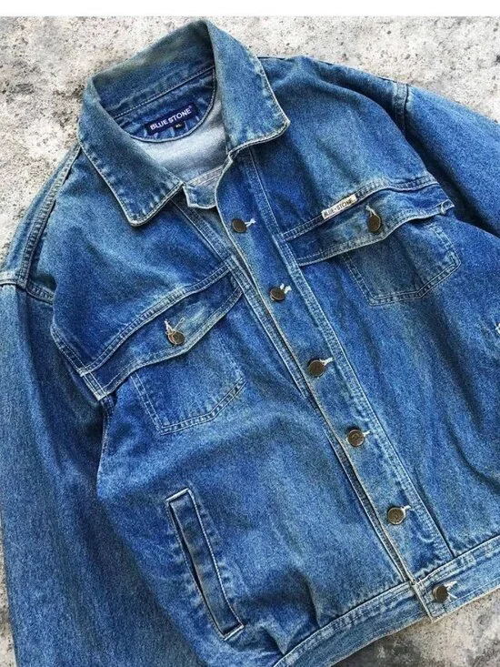 Blue Denim Jacket – Classic Trucker Style - Picture 2 of 4